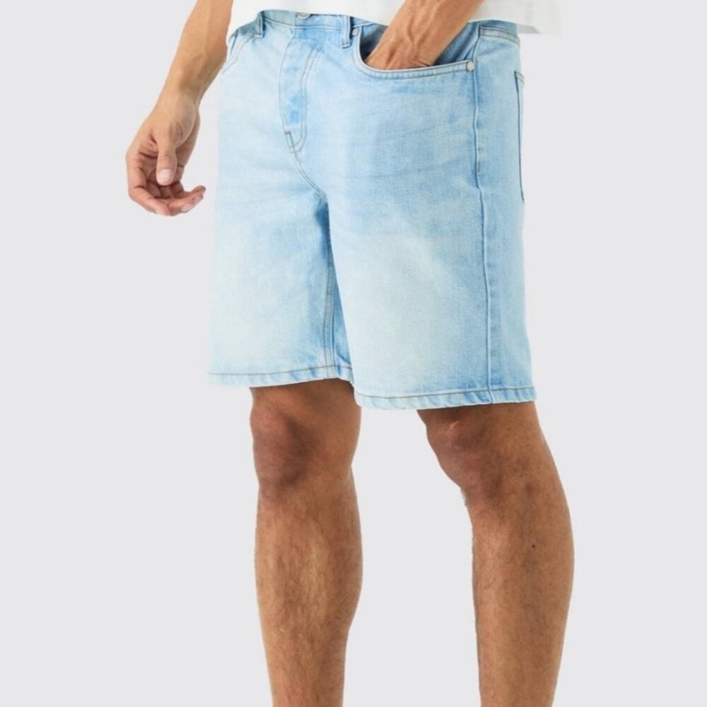 BOOHOO MAN SLIM RIGID DENIM SHORTS - 32
